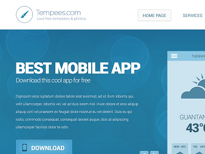 Free web design with subpage almost flat free psd template webdesign