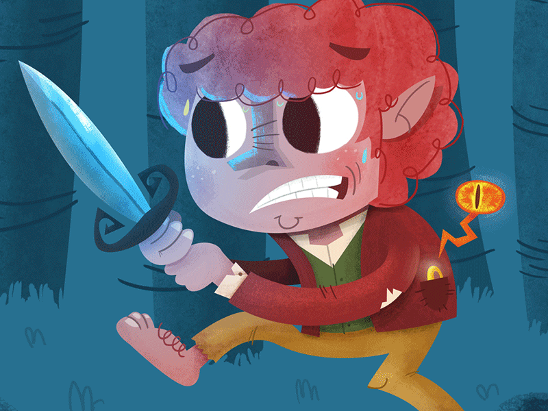 Bilbo - gif bilbo cartoon hobbit illustration lord of the rings movie sauron sting