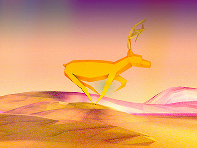 Golden Stag 3d animal c4d got low poly lowpoly render