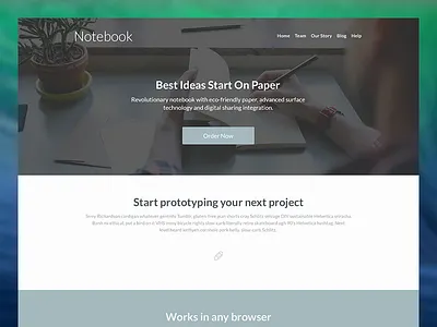 Notebook – Free Landing Page PSD Template free landing page psd template web design