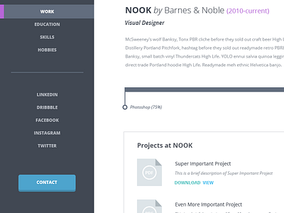 Resume Interface app design application flat flat design interactive resume ui user interface
