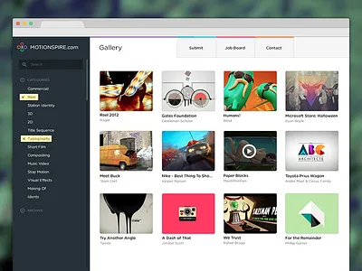 Motionspire Home filters gallery nav search videos