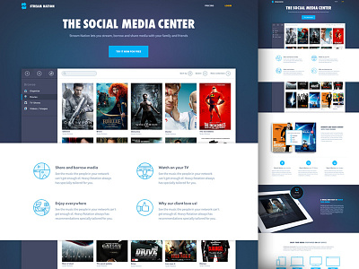 IMDB / Streamnation Homepage Design center dark flat media movie navigation sidebar ui