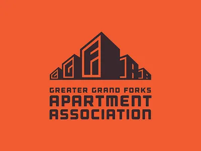 Greater Grand Forks Apartment Association acronym apartment apartments association brown buildings design forks grand graphic logo orange