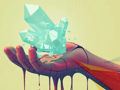 Crystal Maiden 3d android c4d cg cinema 4d crystal cyborg digital illustration render robot triangles zbrush