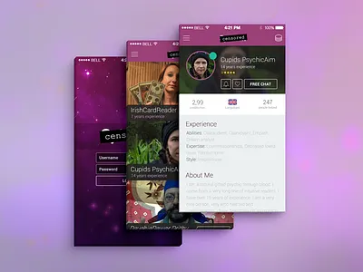 App screens of an Esoteric site astorlogy esoteric ios 7 iphone iphone5 mobile design mockup photoshop retina