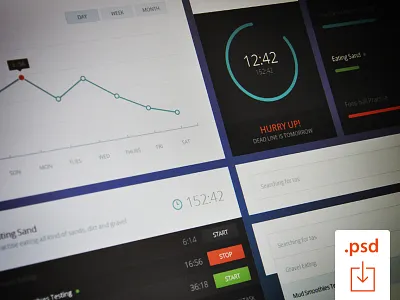 Free PSD: Time Graph UI clock flat free free psd freebie graph justas psd studio4 time ui user interface