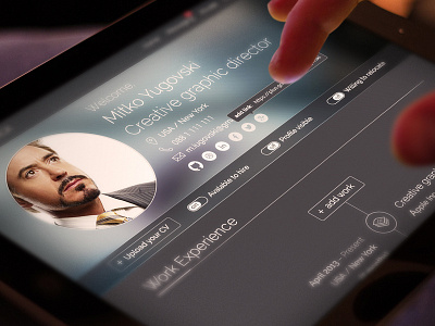 Hirestack design improvements app blurred flat glass ios7 job logo modern profile social thin ux
