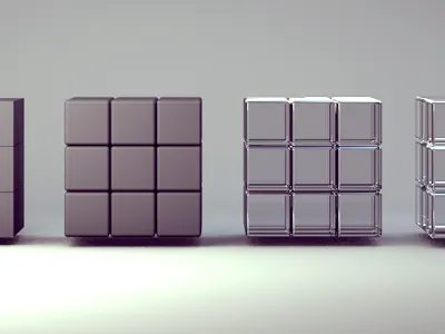 Compartment : Initial Logo Concepts c4d cubes glass