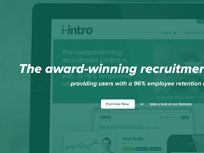 I-Intro Home page design features green home page landing page pricing