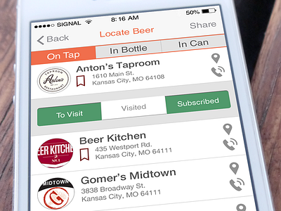 PourMeABeer iOS App beer ios mobile ui design