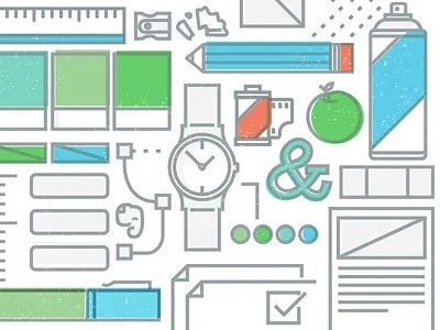 Using Evernote for designers evernote fat lines green icons pantone vector wireframe