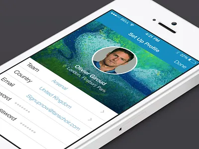 Twitter Sign Up flow arsenal fanschoir flat football ios 7 mobile profile sign up twitter