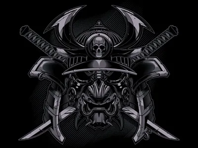 Samurai katana mask samurai samuria vector skull sword vector vector illustration