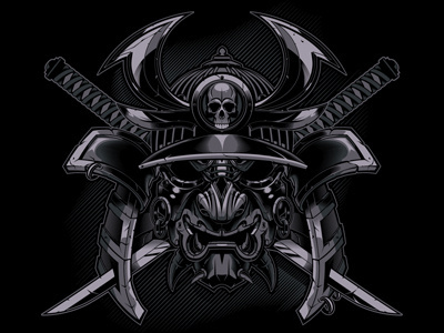 Samurai katana mask samurai samuria vector skull sword vector vector illustration