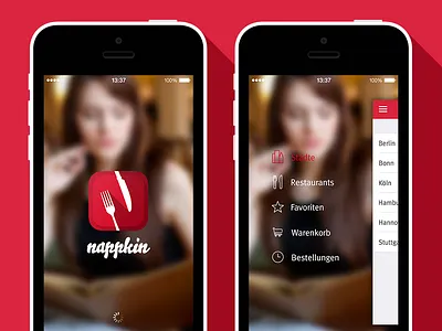 nappkin iOS7 App UI app flat icon interface ios7 iphone mobile navigation ordering restaurant splash ui