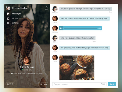 Couple Web Beta app chat clean couple flat icons interface menu messaging timeline ui web