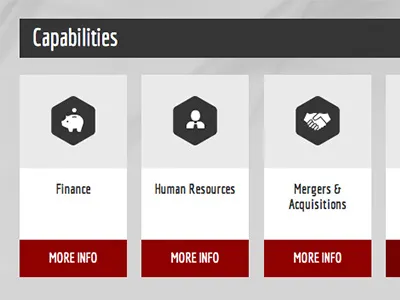 Albany Business Consultants - Capabilities banner css3 gray hexagon html5 icon web design wordpress