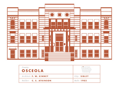 Osceola County Courthouse illustration iowa odes to justice