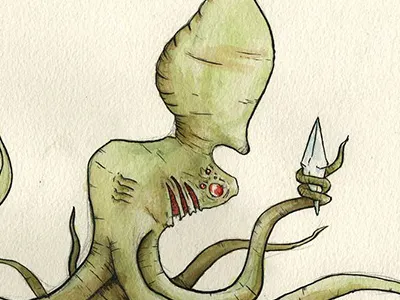 Crystal Guardian alien concept crystal fantasy fiction guardian illustration ink photoshop sci fi science watercolor