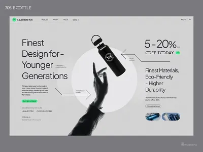 SevenZeroFive - Landing Page bottle business eco environment fintess health hero page landing landing page minimal product product design sports startup ui ux water webdesign website design website ui wellness