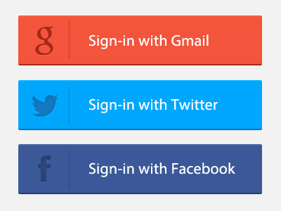 Freebie PSD：Signin Button button facebook flat gmail kyenlee psd sign in twitter