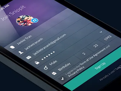Sign Up app ios login sign snippit ui up