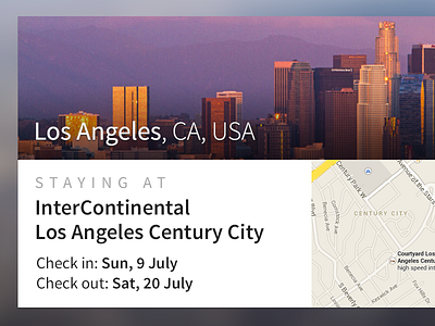 Staying at... card hotel web design widget