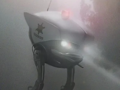 Retro Mech character design concept art illustration