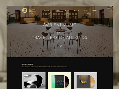 Dissolve Records - Home brandon grotesque minimal record label typography ui
