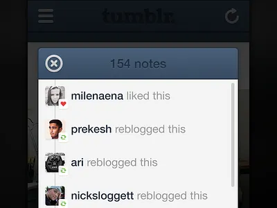 Notes popup ios ios7 iphone mobile popup social tumblr ui user interface