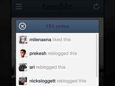 Notes popup ios ios7 iphone mobile popup social tumblr ui user interface
