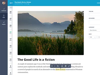 Post Editor blog cms dashboard editor post responsive sidebar tools web app