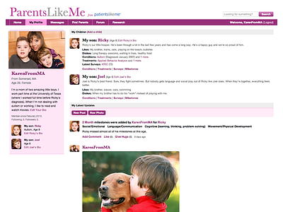 ParentsLikeMe Profile caregivers parentslikeme patientslikeme wow week