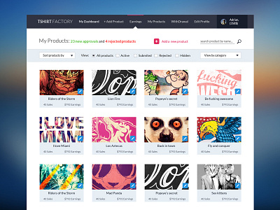 My Products Vendor admin chart clean design ecommerce flat interface minimal navigation products startup web