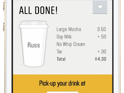 Waitscape App Concept Order Confirmation app block gothic cafe coffee flat iphone list map order search startup ui