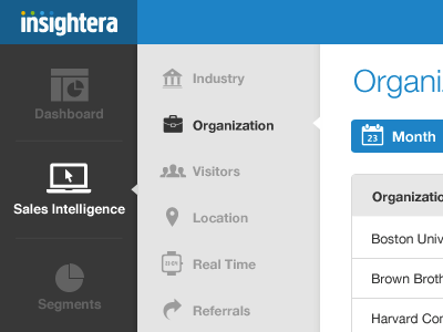 Web Application Navigation app application dashboard flat flat design list navigation secondary navigation ui web app