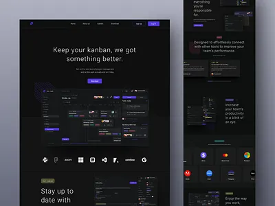 Project Management Platform Landing Page 10clouds branding clean concept dark mode full page hero landing page management product design project section simple ui ux uxui visual design website