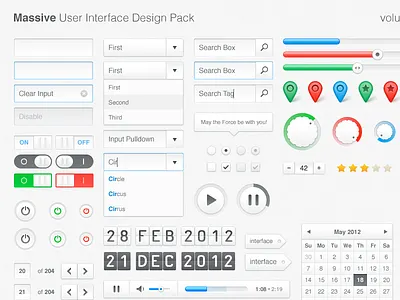 Massive UI Design Pack, vol. 1 design download elements freebies interface psd user interface web web elements