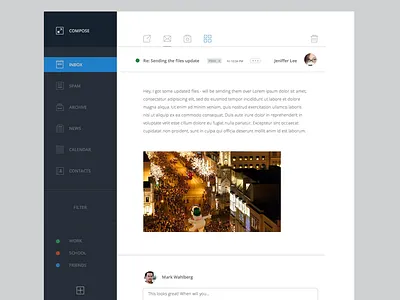 Email UI design email flat flat design form icons menu messages ui web widget