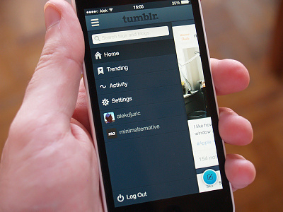 Drawer app concept drawer ios ios7 iphone menu slide tumblr