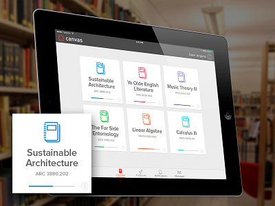 Canvas Mobile Dashboard books colorful courses dashboard education hollow icons ios 7 color scheme progress tiles