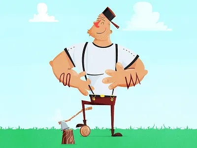 Lumberjack Character character clouds happy illustration lumberjack man manly strong vector