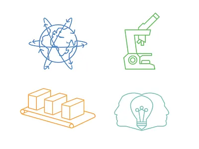 Misc. icon work globe icons ideas illustration microscope