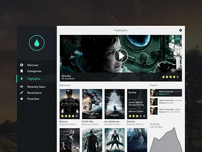 Droppe - Movie Geek App app download feed flat graph icon profile psd search stats ui