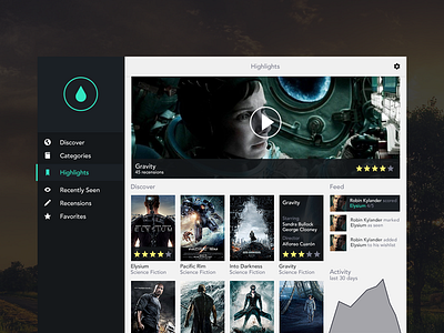 Droppe - Movie Geek App app download feed flat graph icon profile psd search stats ui