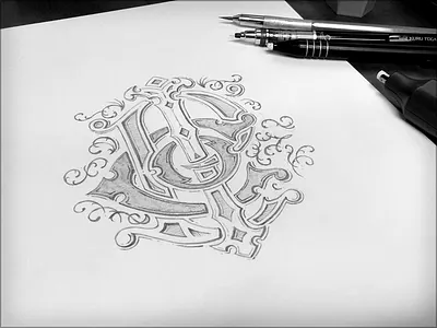 P.I.C.O. Mono hand drawn lettering monogram pencils