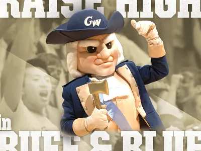 George Washington University axe basketball college flyer gold sports sticker