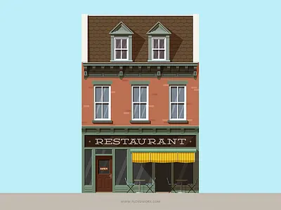 Houses #3-1 brooklyn brownstone building downtown flat flat design house illustration restaurant shadow suburbs