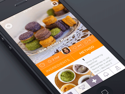 [GIF] Recipe App—Method Screen app cook dishes feed food gif ios ios7 tapbar